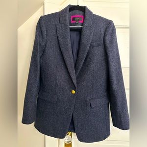 J Crew Moon English Wool Herringbone Blazer Blue Size 4